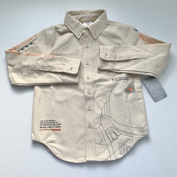 Disney Buzz Lightyear Shacket Button Down Toy Story Star Command Size 5/6 NWT - Picture 2 of 8